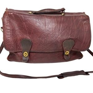 MITCHELL Luxury USA LEATHER Genuine Burgundy Satchel Shoulder Bag Career Laptop